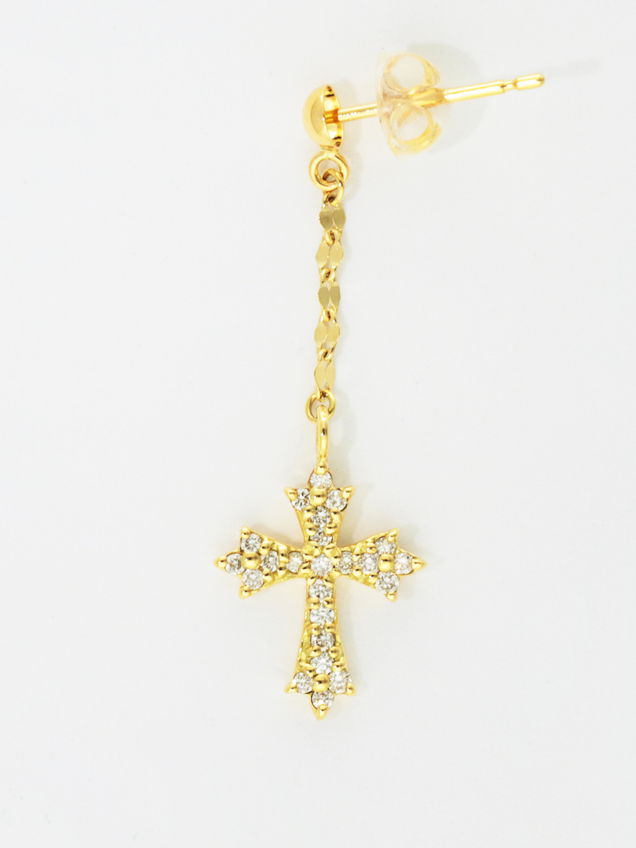 Megabass(新品　K18デザインクロス　天然ペリドットピアス両耳分) Megabass様専用(新品 K18デザインクロス 天然ペリドットピアス両