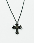 【限定1点】K18・ダブルカットブラックダイヤモンドクロスペンダント