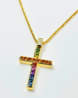 マルチカラーサファイヤクロスペンダント
