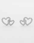 シルバー・ダブルハートピアス/イヤリング/1ペア