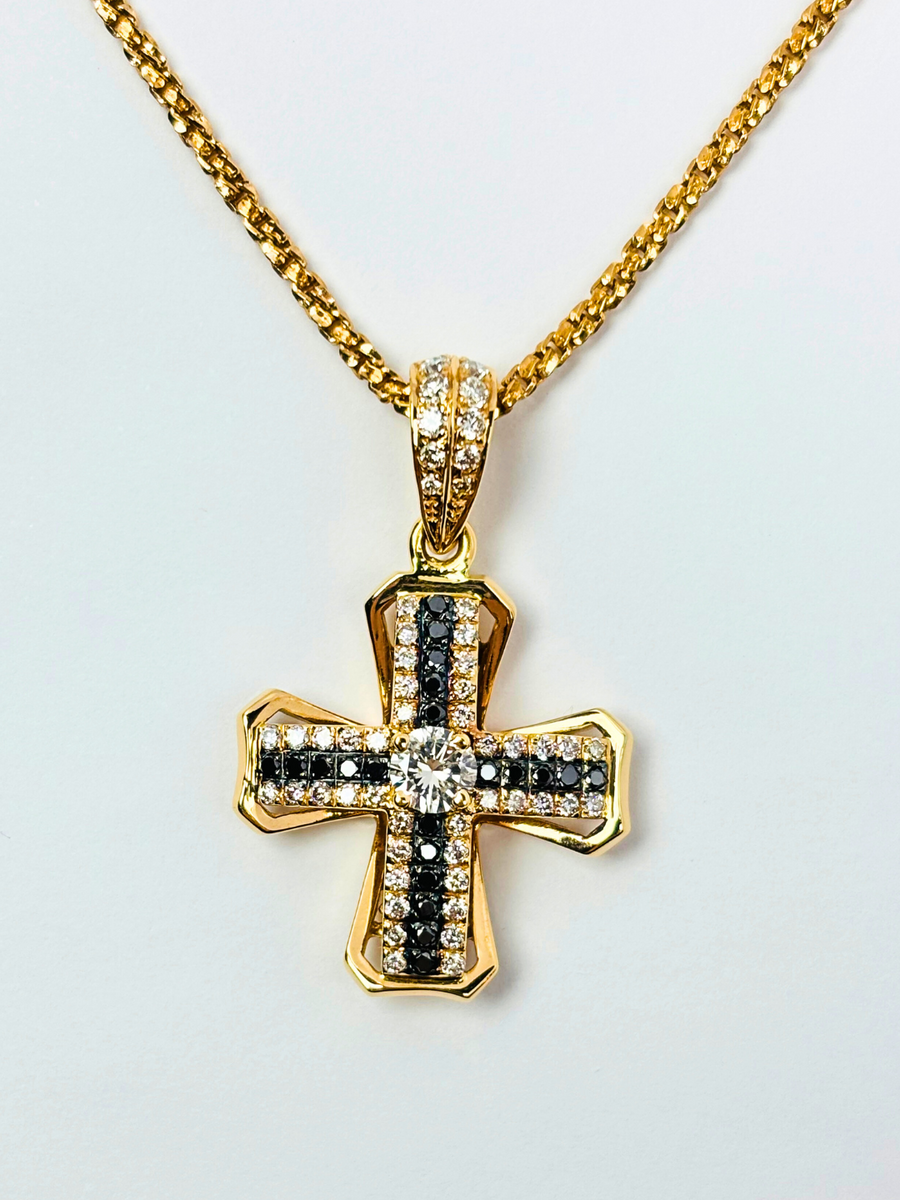 K18・センターダイヤモンドチャーマークロス ペンダント – ex'position K18・センターダイヤモンドチャーマークロス ペンダント – ex'position