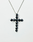 【限定1点】K18wg・ブラックダイヤクロスペンダント