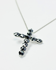 【限定1点】K18wg・ブラックダイヤクロスペンダント