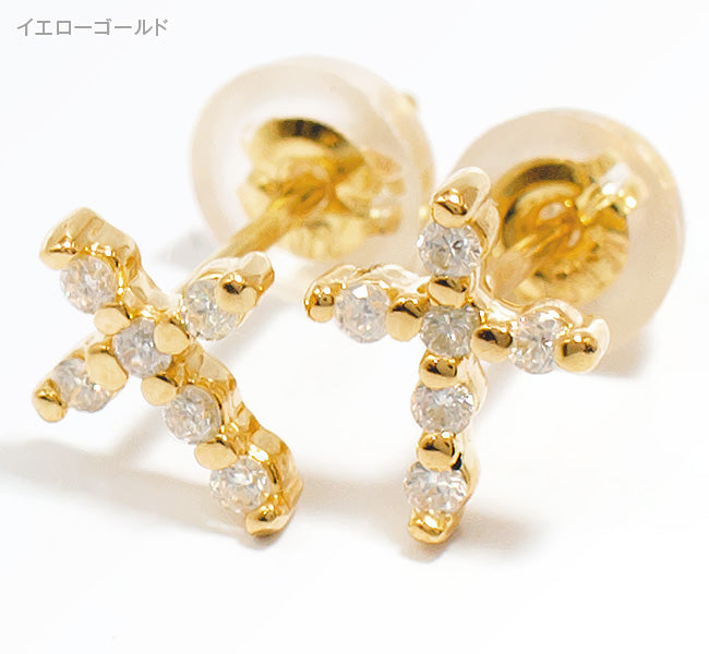 K18・プチクロスピアス Yellow Gold