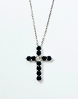 【限定1点】K18wg・ブラックダイヤセンターダイヤクロスペンダント