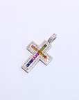 K18・Pt900・マルチカラーサファイヤダイヤペンダントトップ