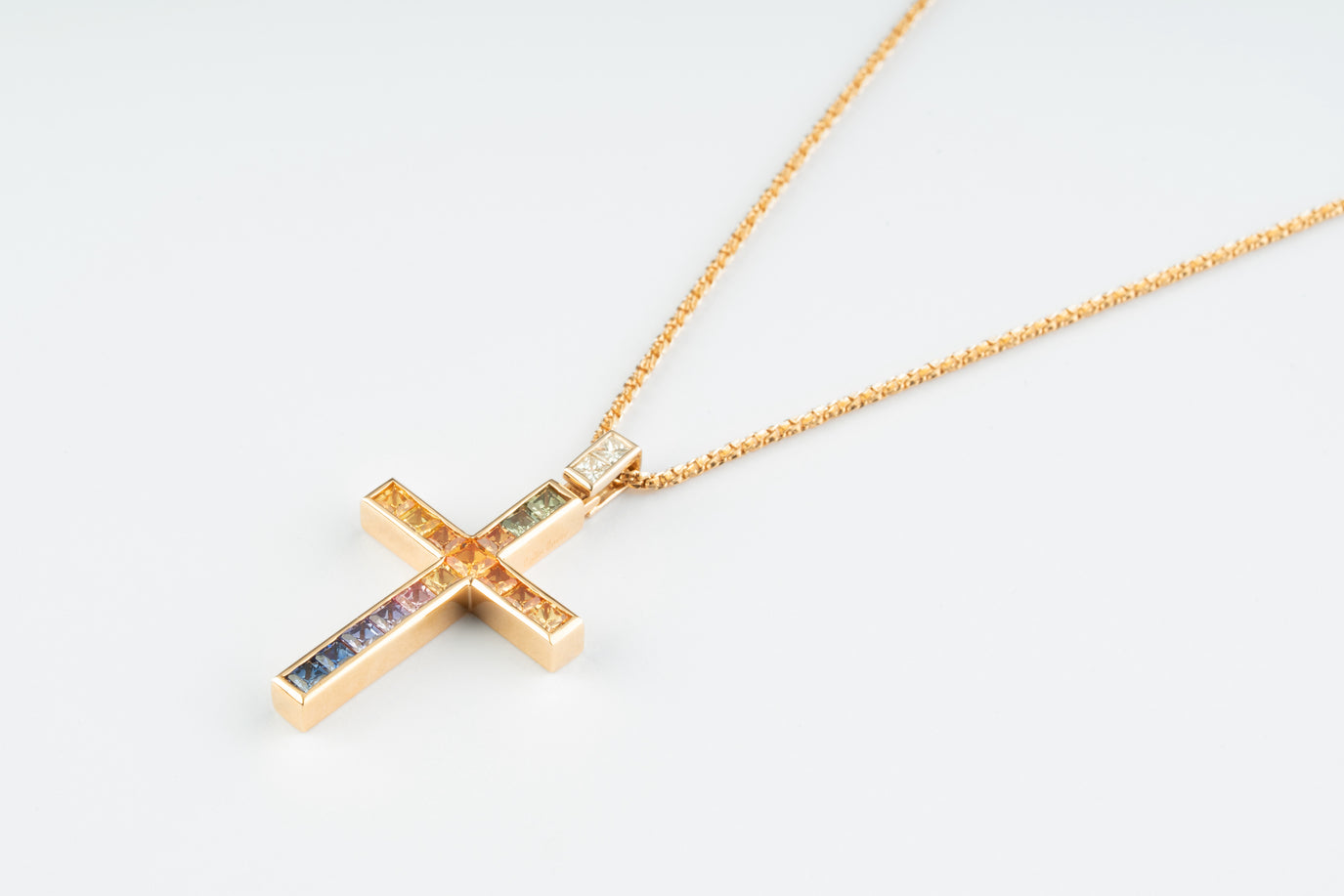 k18 クロス ネックレス necklace cross top サファイア - アクセサリー