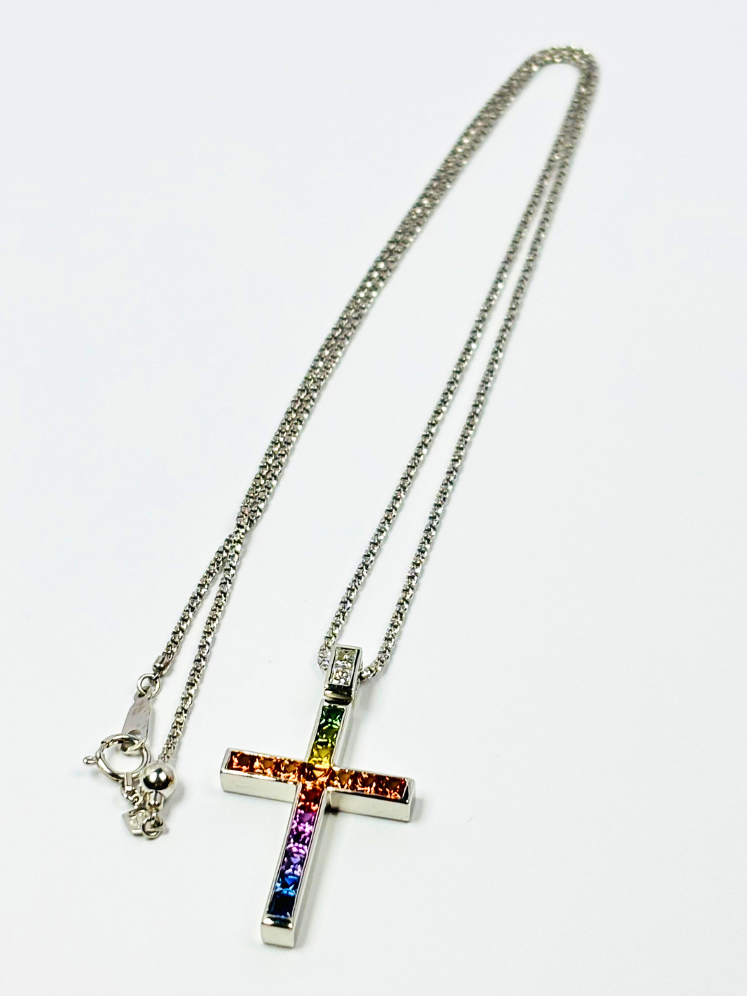 サファイア グラデーションクロスネックレス サファイア グラデーションクロスネックレス