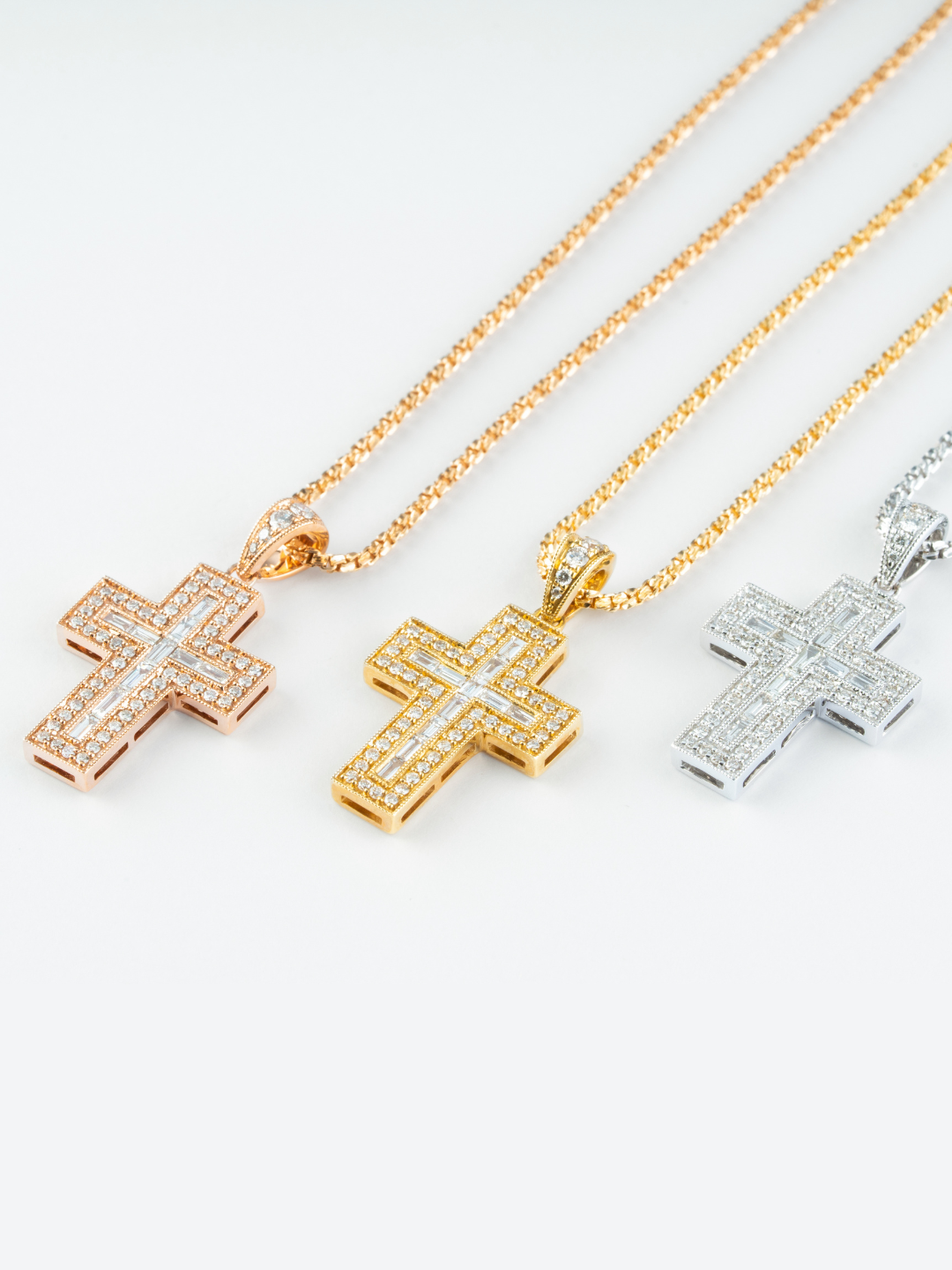 K18・バケットダイヤクロスペンダントトップ