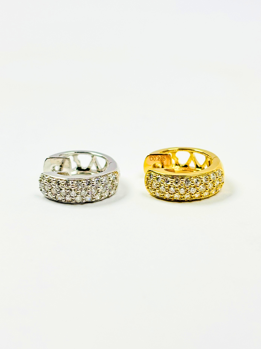 K18・ダイヤパヴェフープピアス/片耳