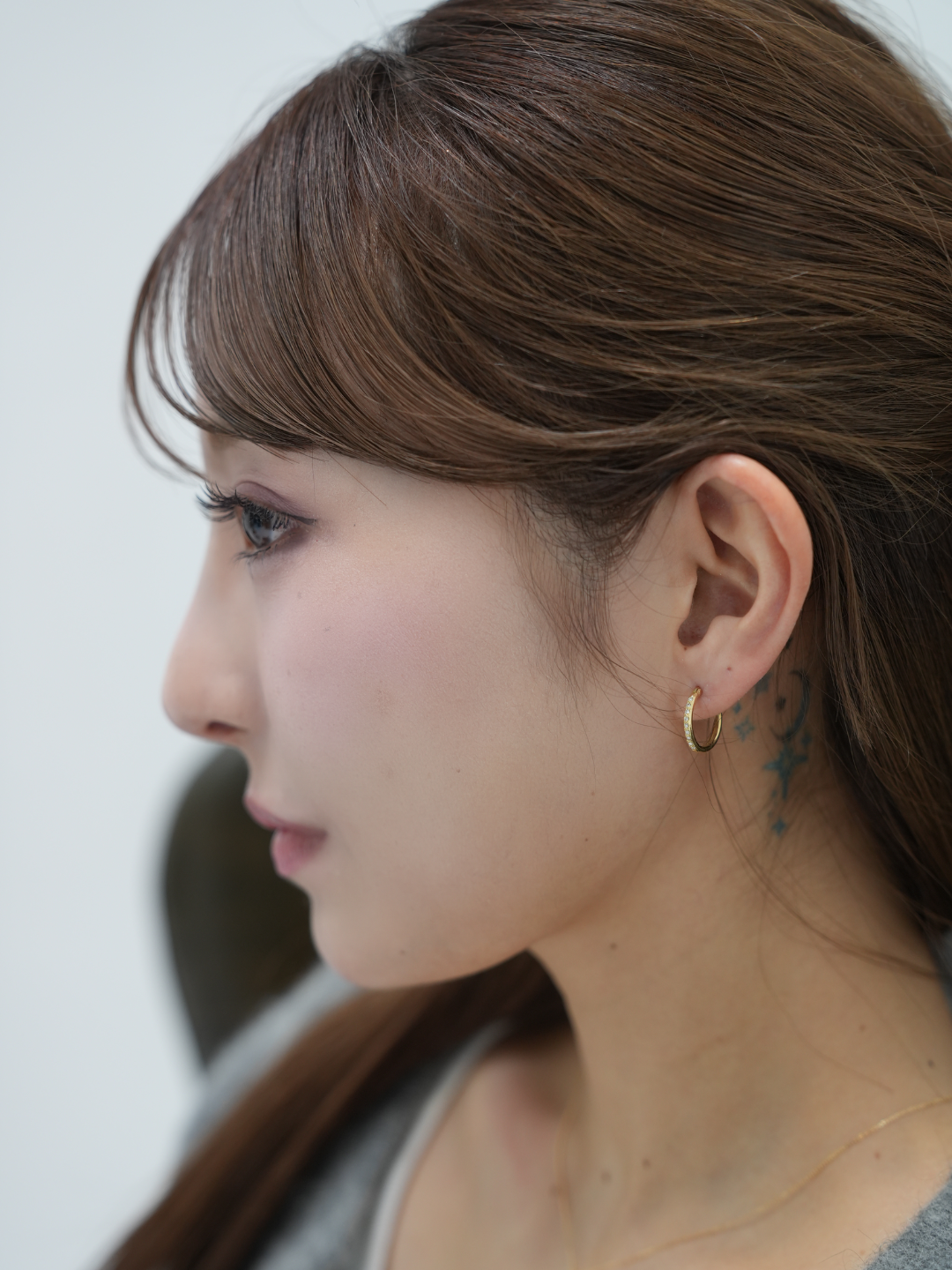 K18 Pt900 ダイヤモンドフープピアス（両耳Lサイズセット）