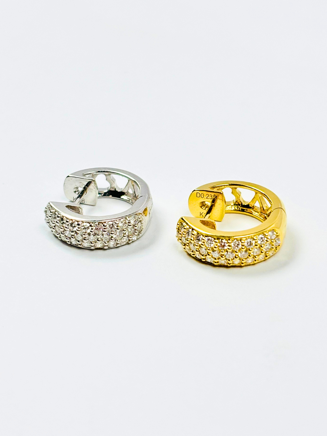 K18・ダイヤパヴェフープピアス/片耳