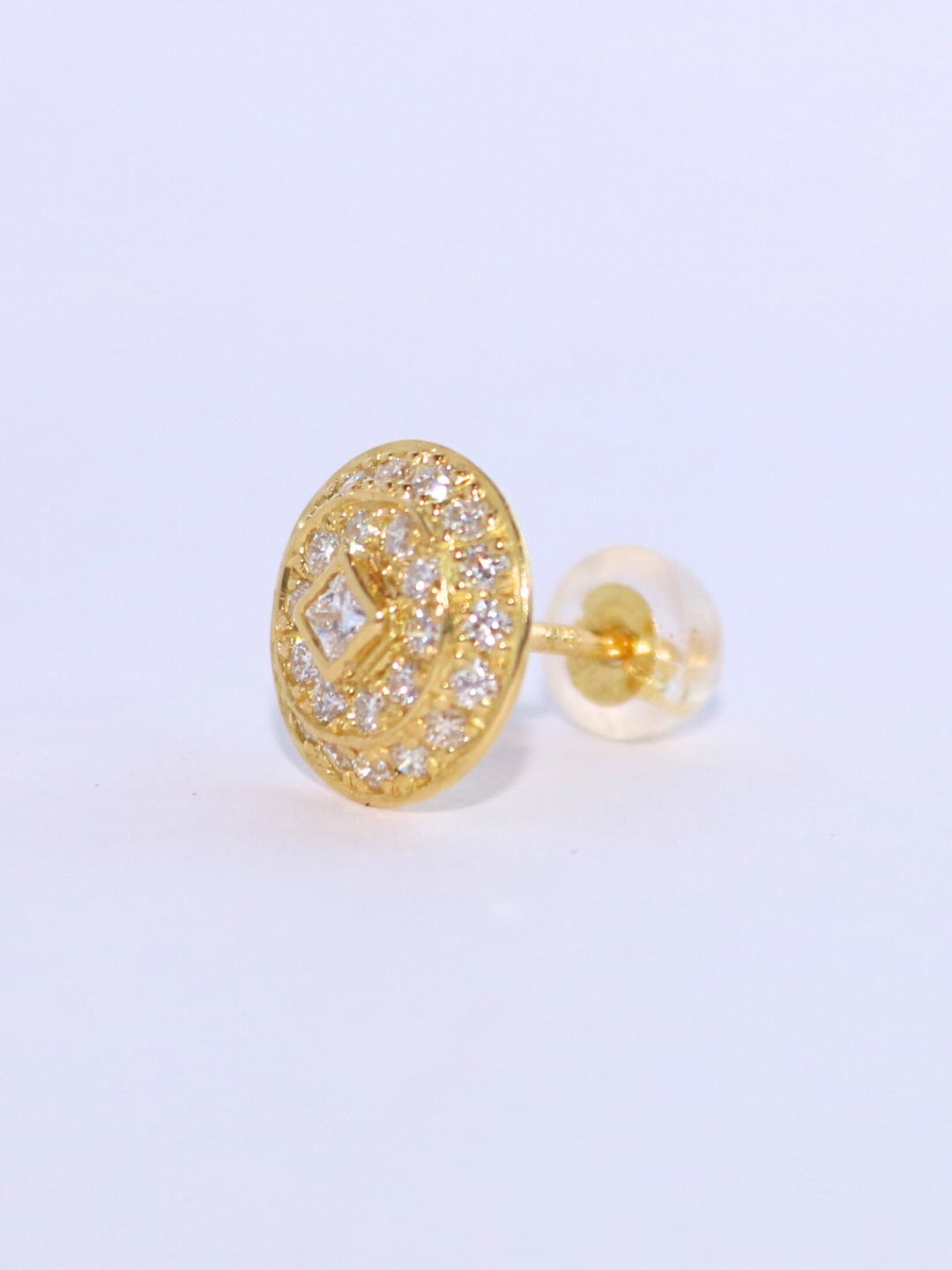 K18・ダイヤモンドサークルピアス片耳