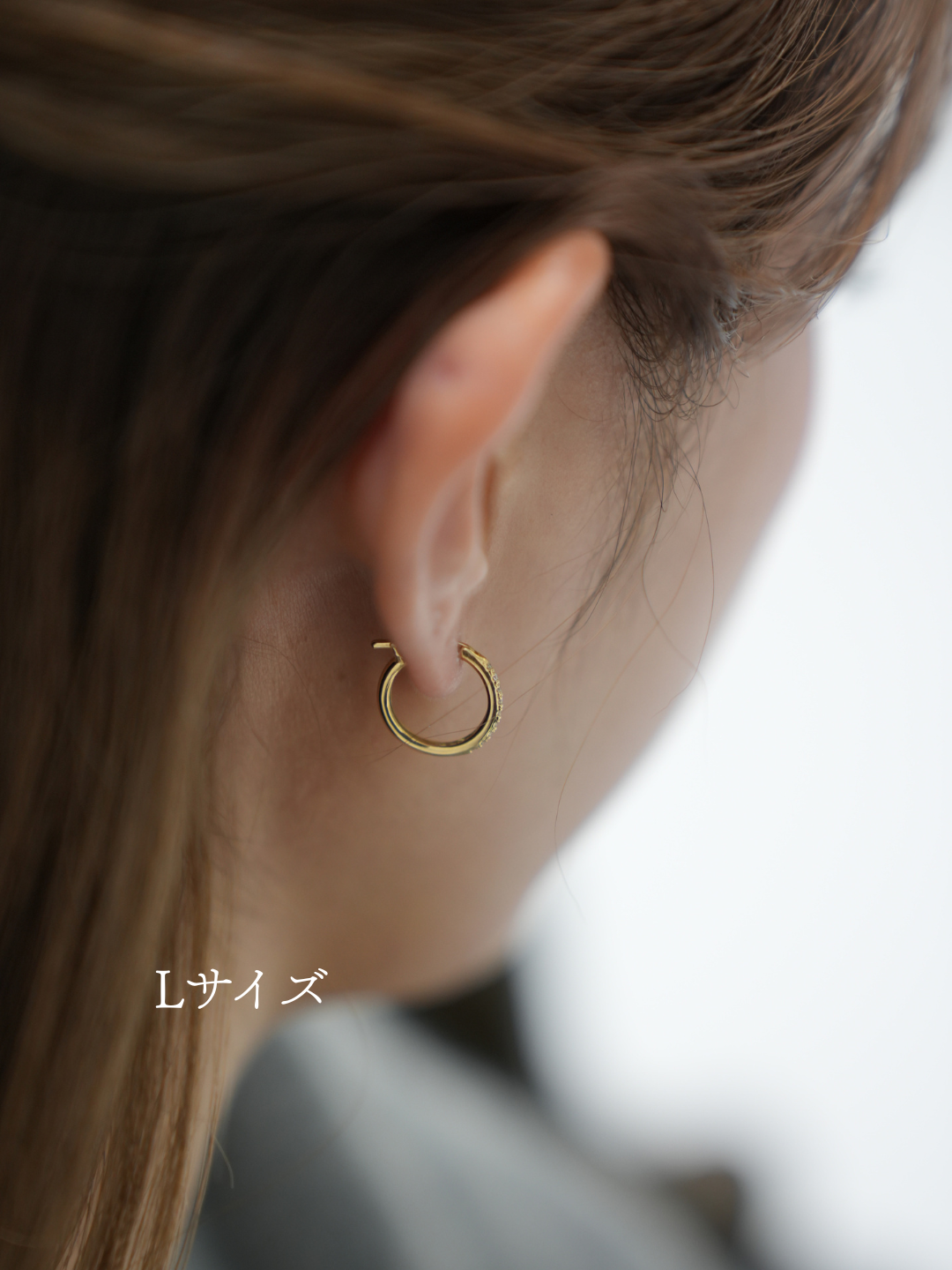 K18 Pt900 ダイヤモンドフープピアス（両耳Lサイズセット）