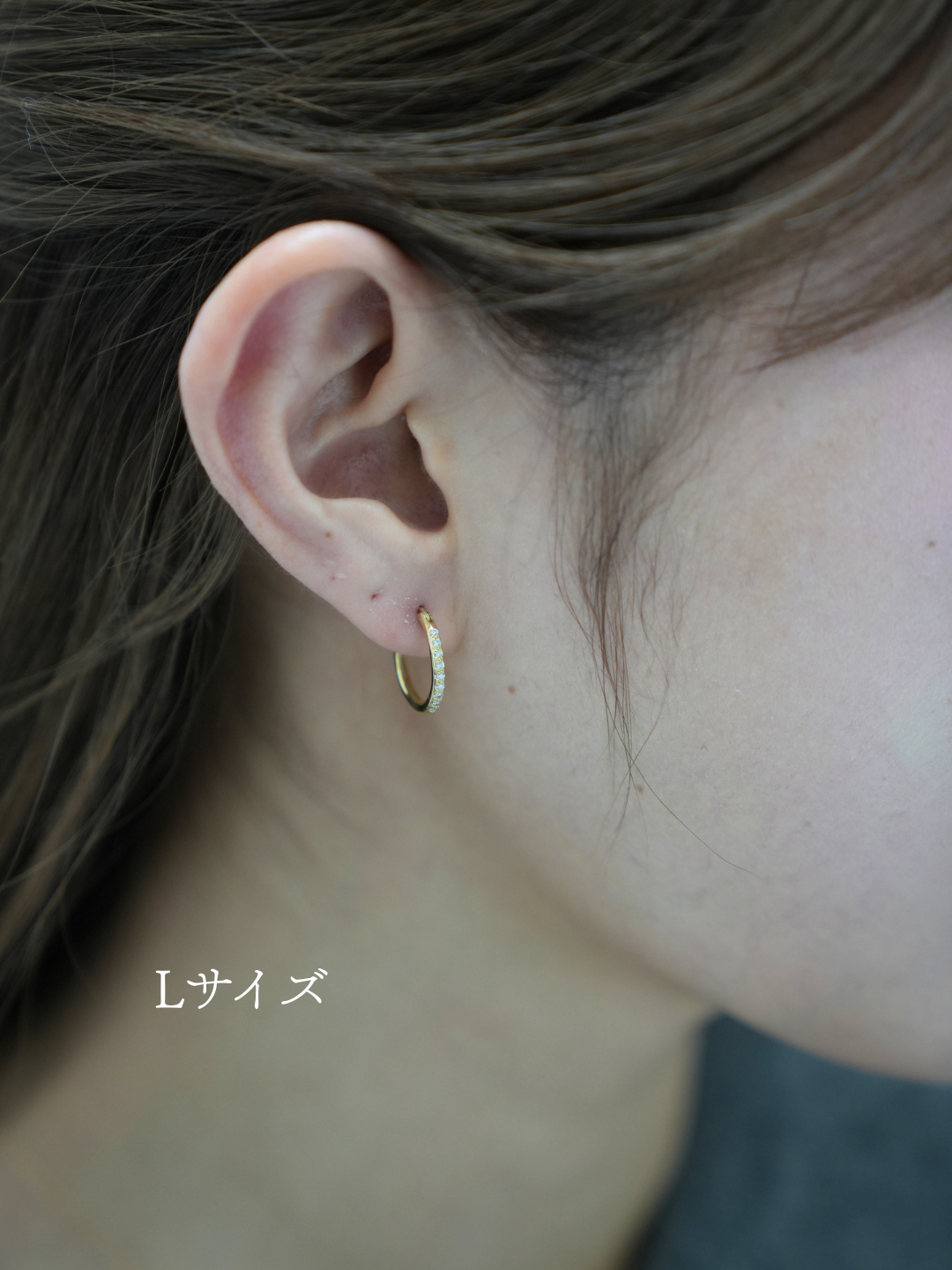 K18 Pt900 ダイヤモンドフープピアス（両耳Lサイズセット）