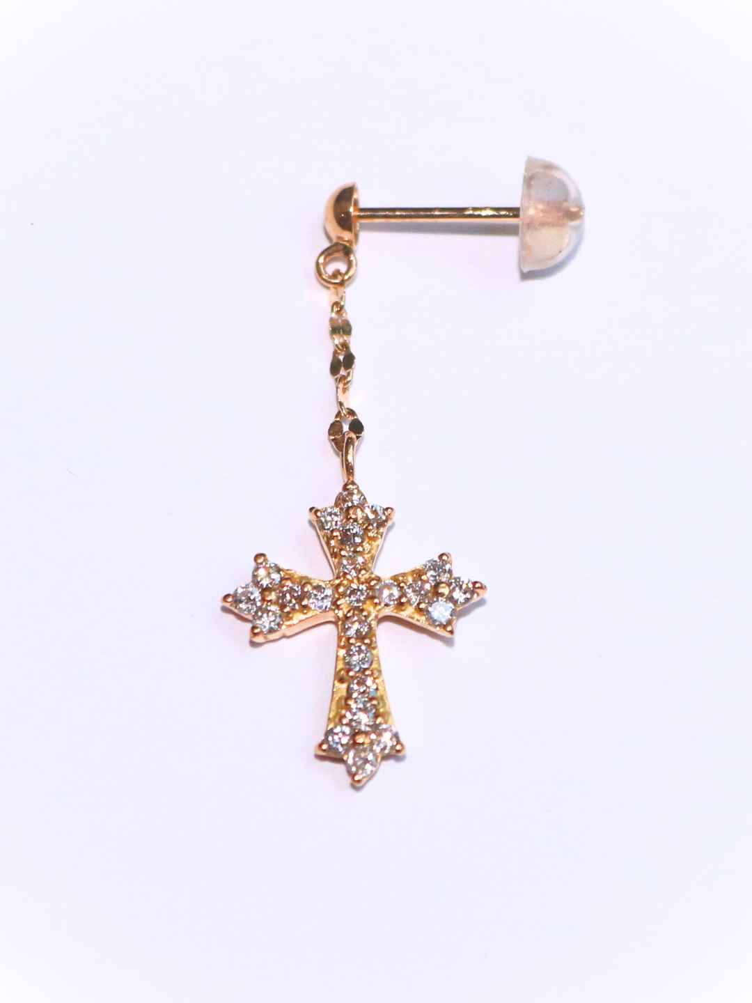 K18・ダイヤモンドクロスピアス/片耳