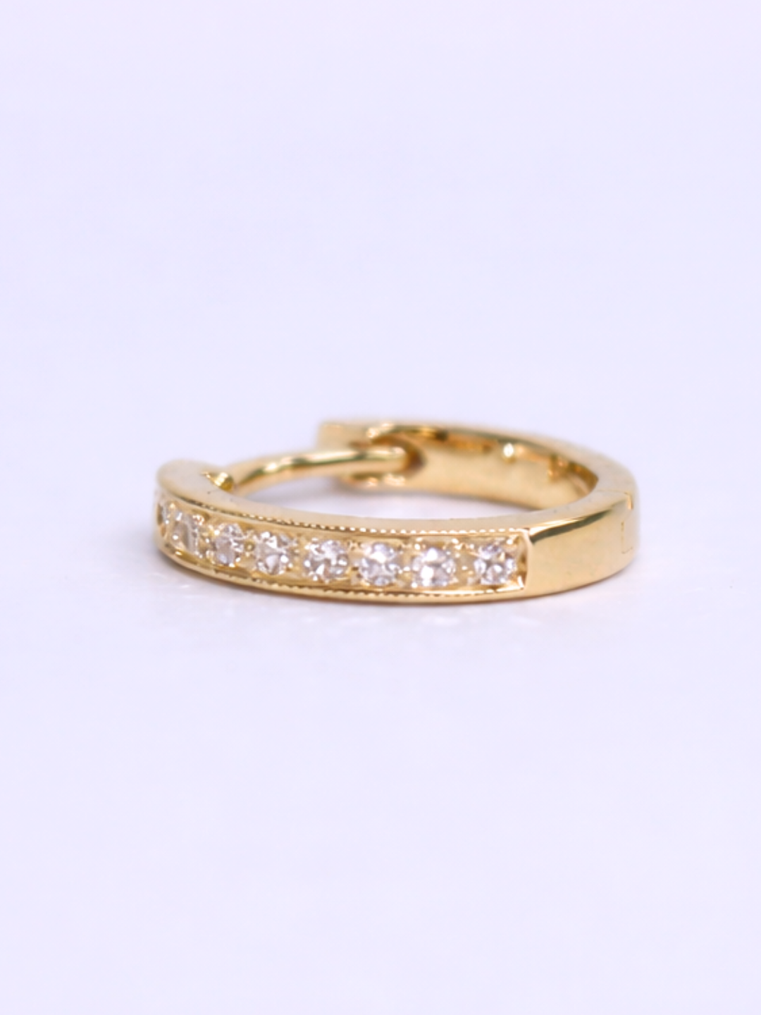 K18・ダイヤモンドミルウチフープピアス片耳