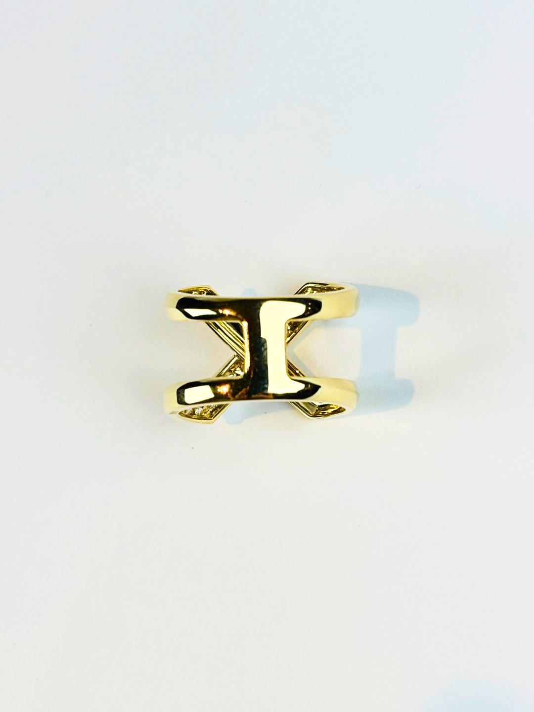 K18・YGダイヤXデザインリング/13号