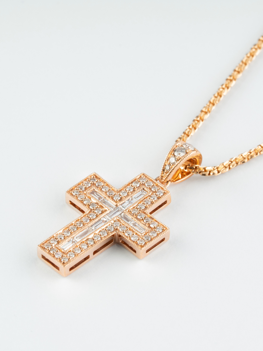 K18・バケットダイヤクロスペンダントトップ