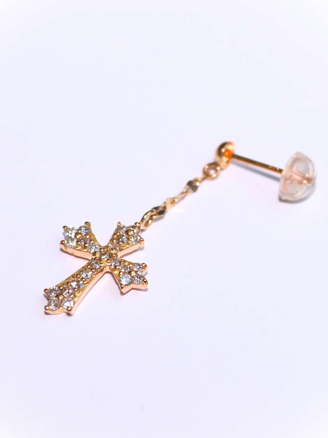 K18・ダイヤモンドクロスピアス/片耳