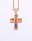 K18・Pt900・マルチカラーサファイヤダイヤペンダントトップ