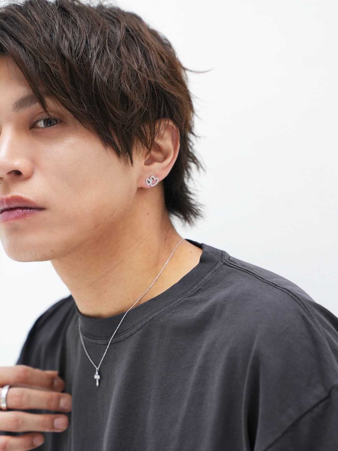 K18・ダイヤモンドダブルハートピアス/1ペア