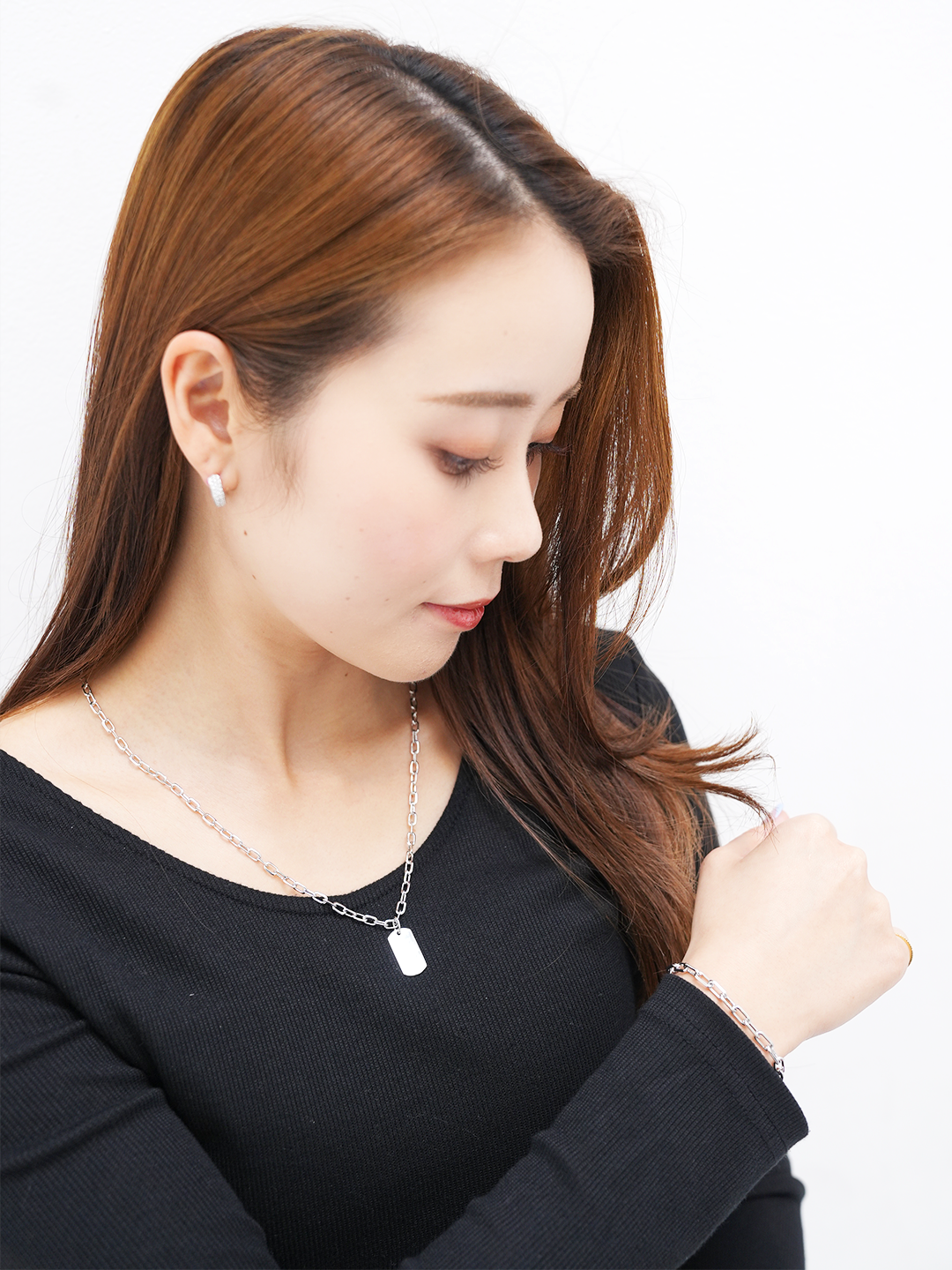 K18・ダイヤパヴェフープピアス/片耳