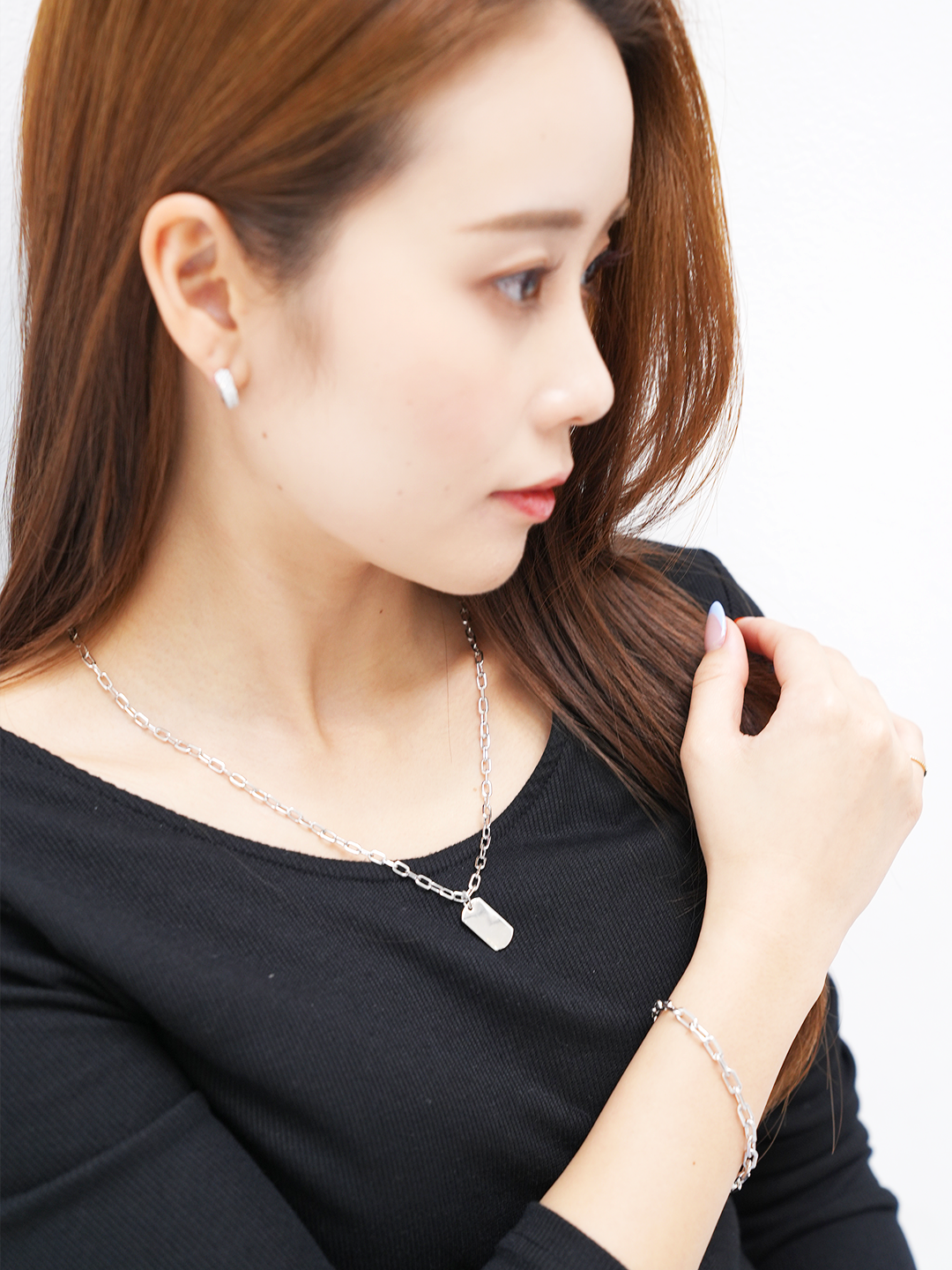 K18・ダイヤパヴェフープピアス/片耳