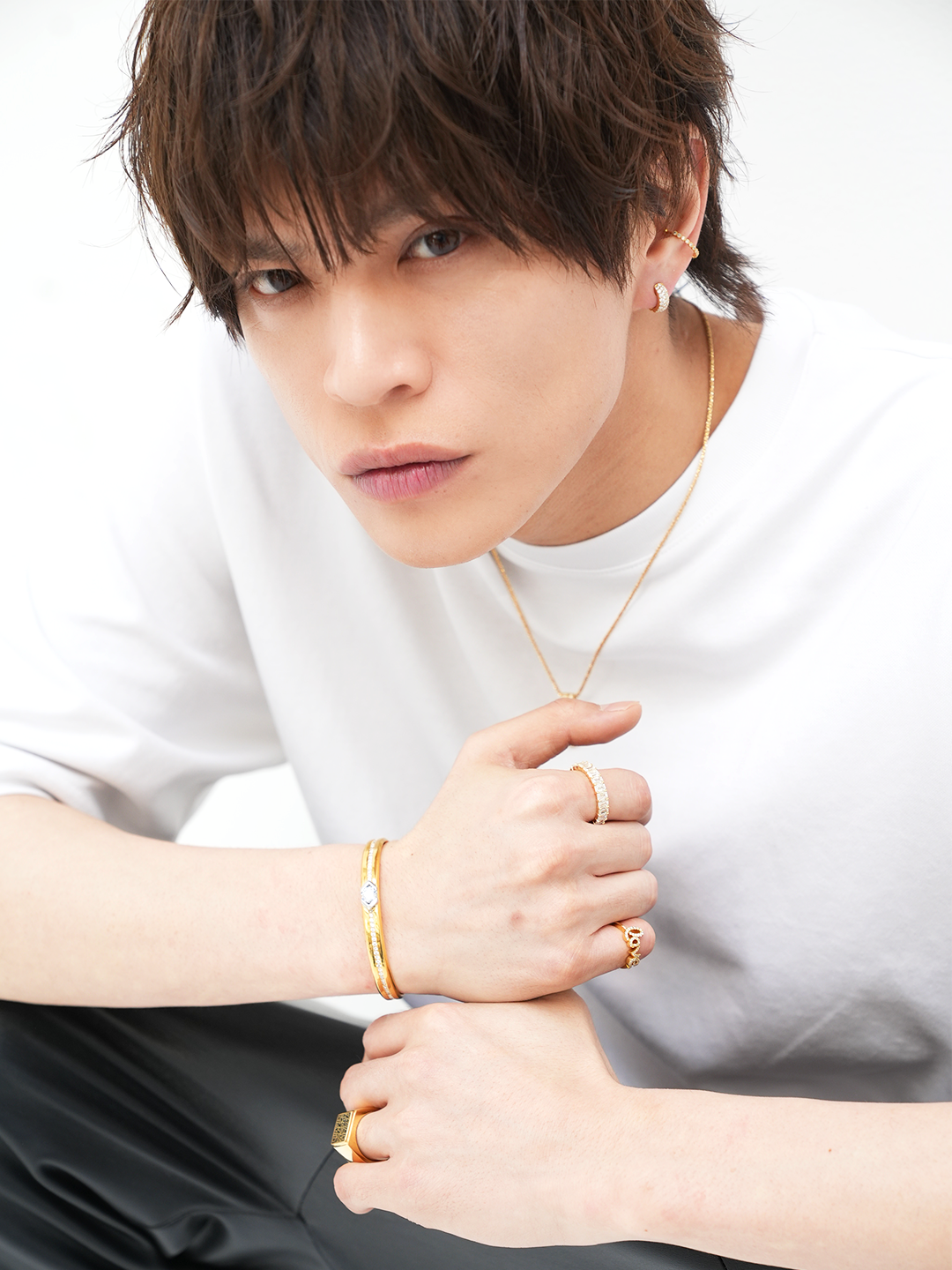 K18・ダイヤパヴェフープピアス/片耳