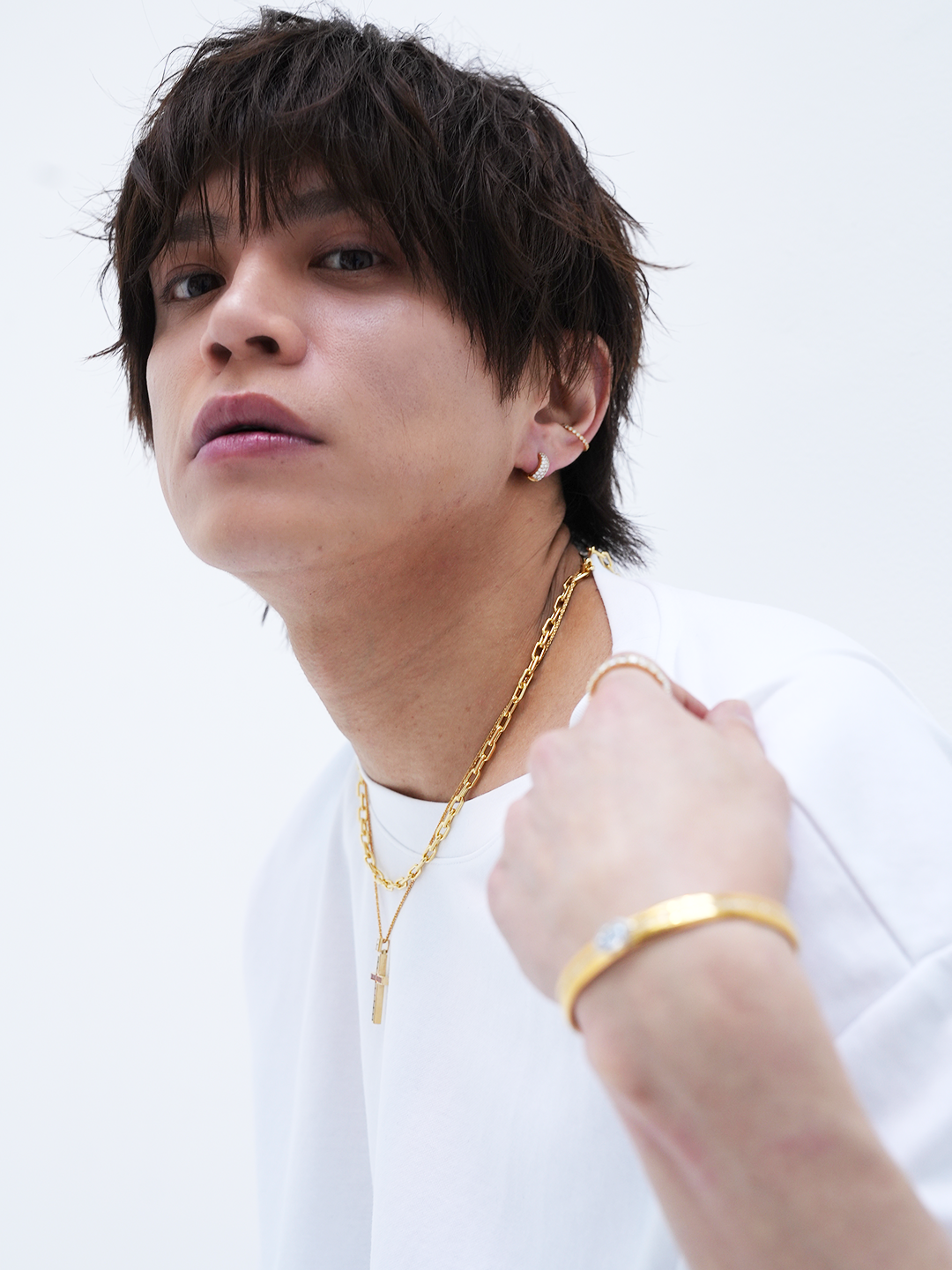 K18・ダイヤパヴェフープピアス/片耳