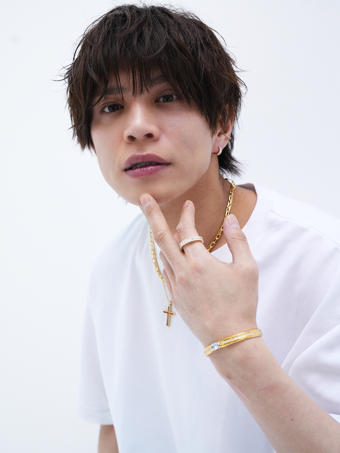 K18・ダイヤパヴェフープピアス/片耳