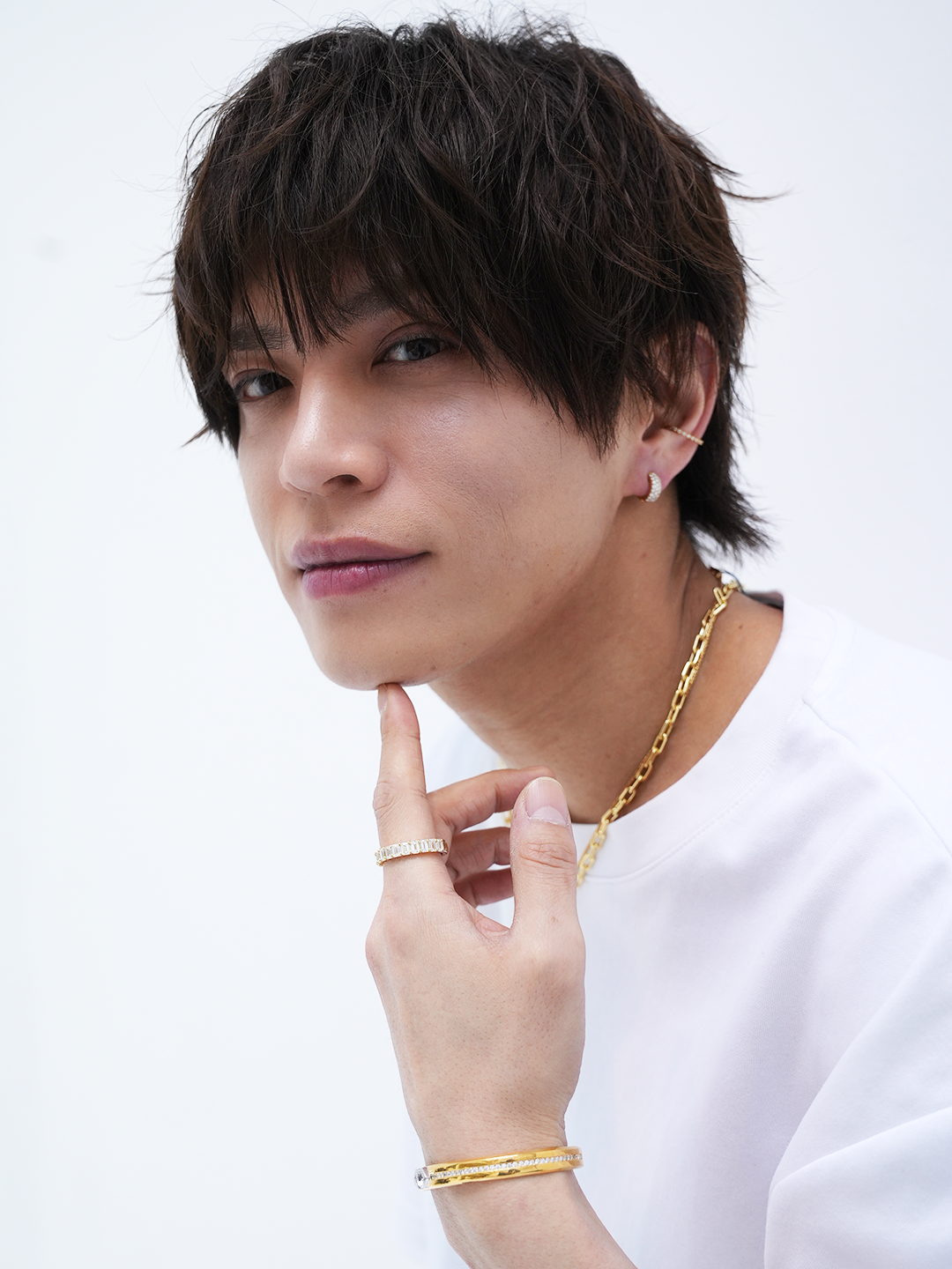 K18・ダイヤパヴェフープピアス/片耳