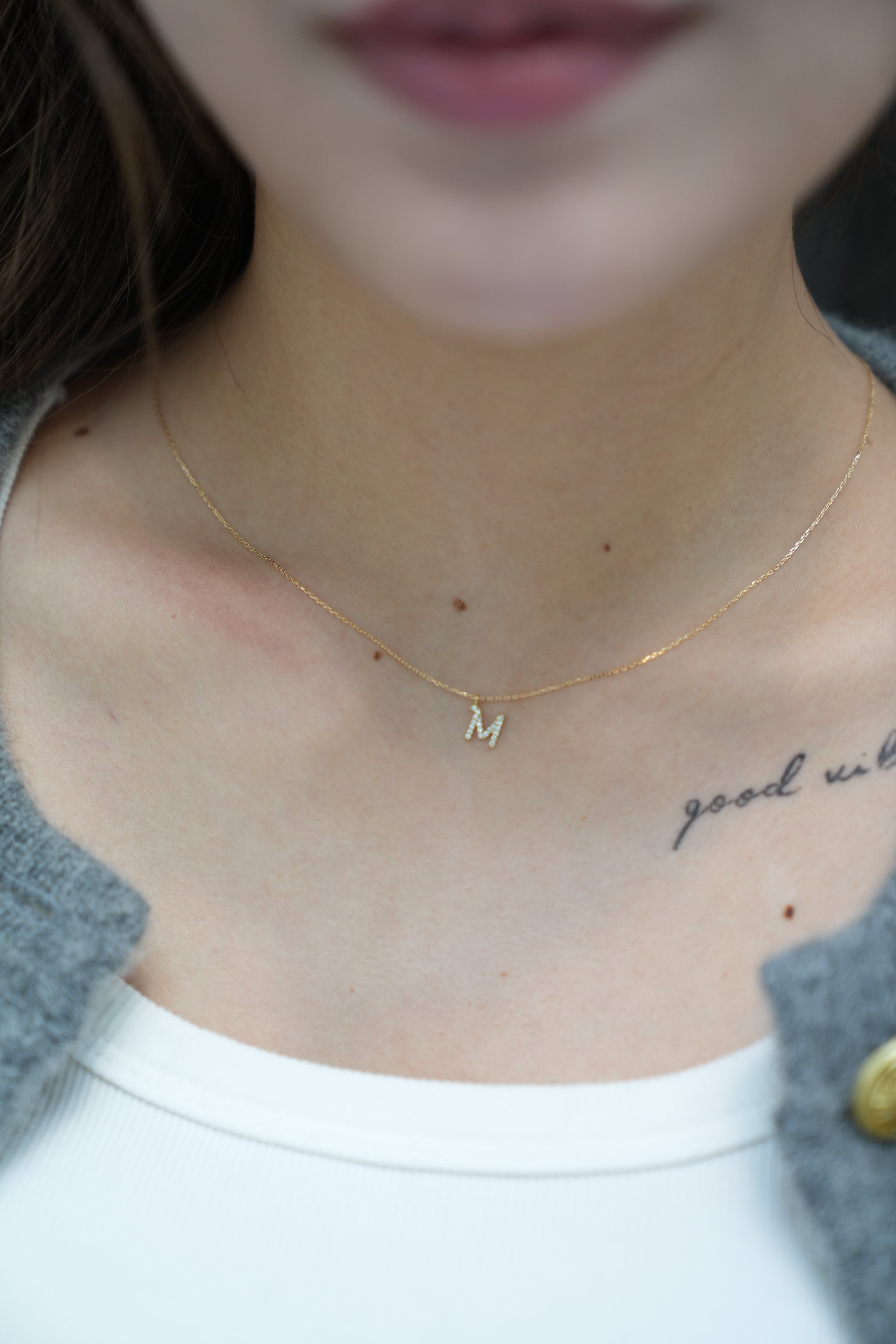 K18・ダイヤモンドイニシャルペンダント