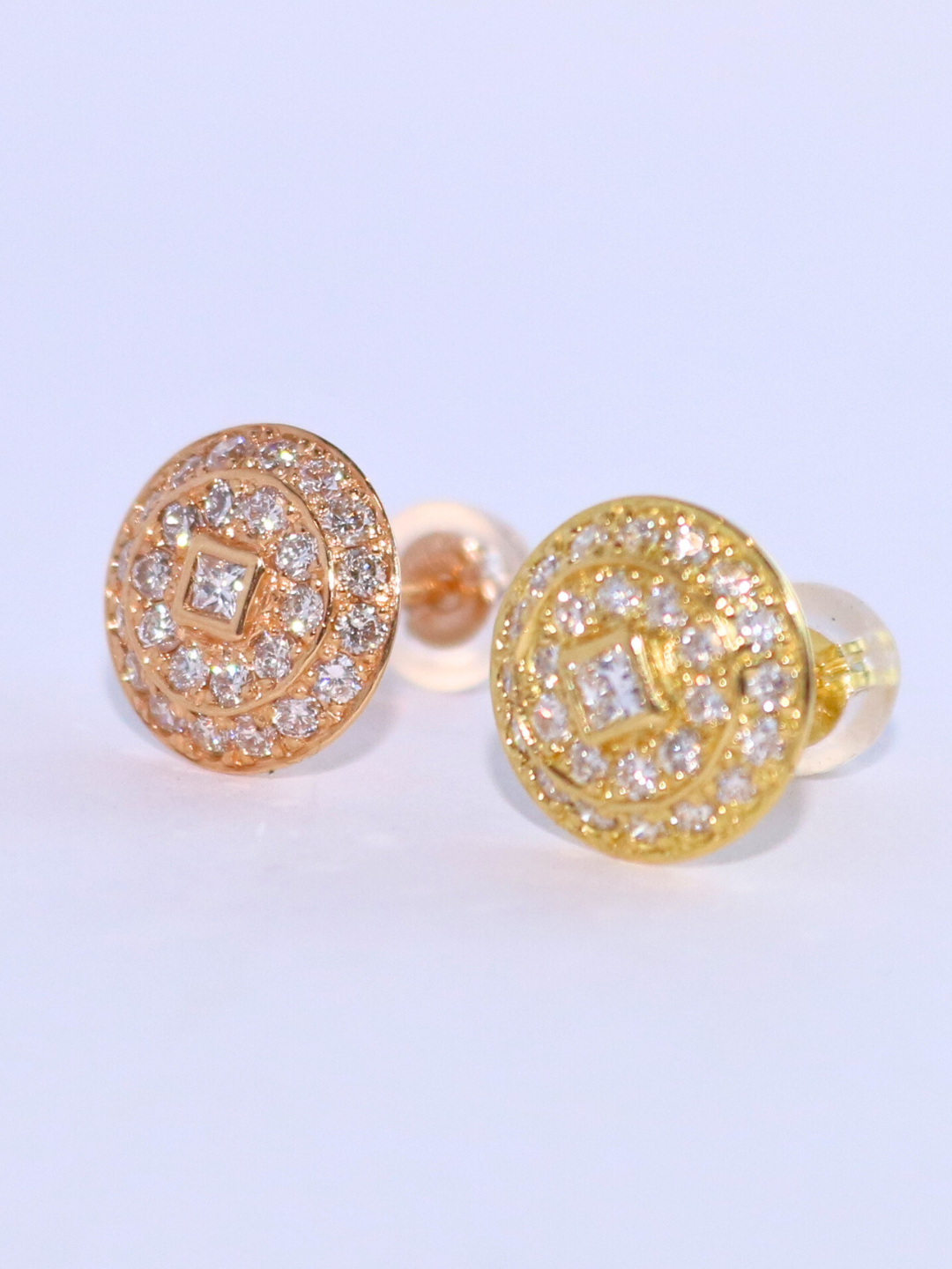 K18・ダイヤモンドサークルピアス片耳